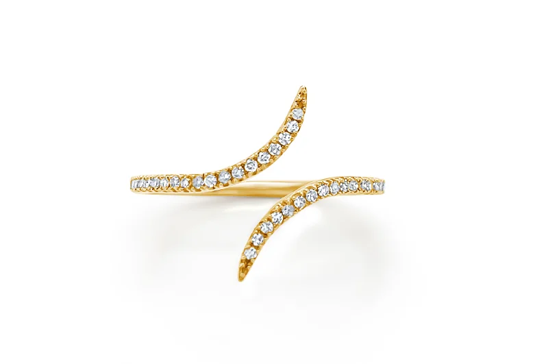 Baroque bend ring-Ring 14kt Yellow Gold & Diamond Open