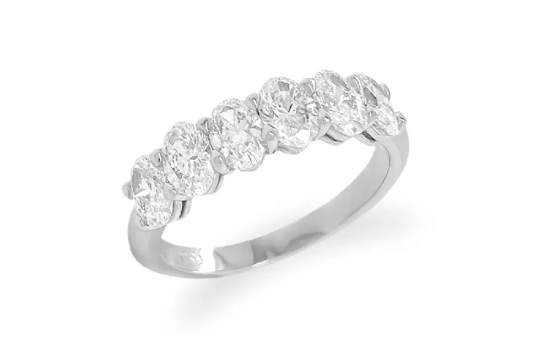 Sixteen-stone ring-Ring Platinum 6 Oval Diamonds 1.47cts Band