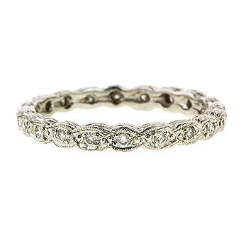 Sheen gem ring-Rope Pattern Diamond Eternity Wedding Band, Platinum