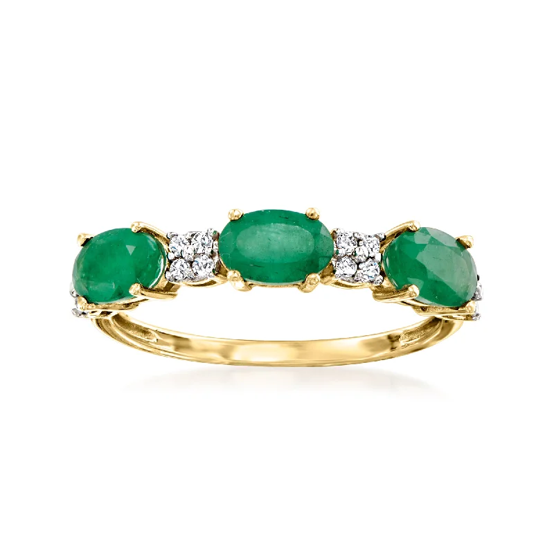 Wool wrap ring-Ross-Simons Emerald and . Diamond Ring in 14kt Yellow Gold