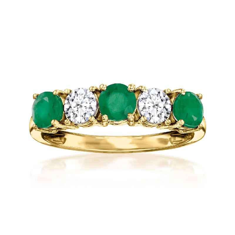 Poppy sprout ring-Ross-Simons Emerald and . Lab-Grown Diamond Ring in 14kt Yellow Gold