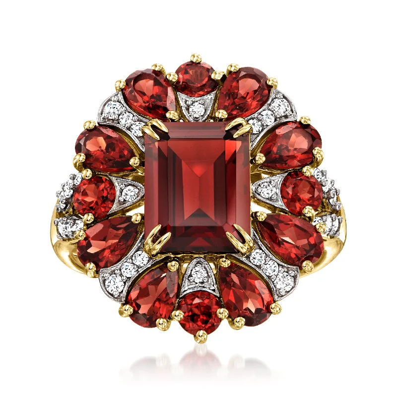 Milky haze ring-Ross-Simons Garnet and . Diamond Ring in 14kt Yellow Gold