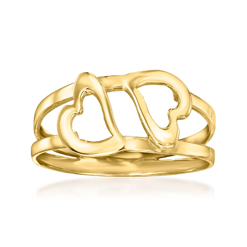 Parsley leaf ring-Ross-Simons Italian 14kt Yellow Gold Heart Cutout Ring