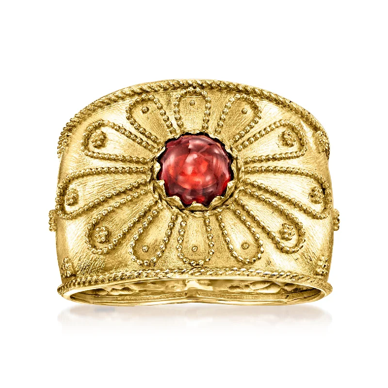 Raised layer ring-Ross-Simons Italian . Garnet Etruscan-Style Ring in 14kt Yellow Gold