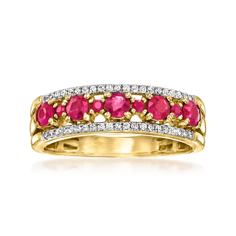 Old stone ring-Ross-Simons Ruby and . Diamond Ring in 18kt Gold Over Sterling