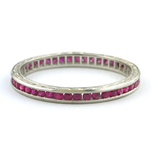 Woven cord ring-Ruby Eternity Band, 0.40ctw., Platinum