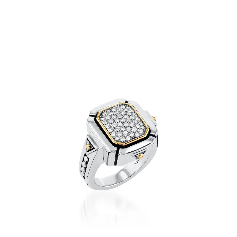 Barley stalk ring-Sahara Pave Diamond Ring