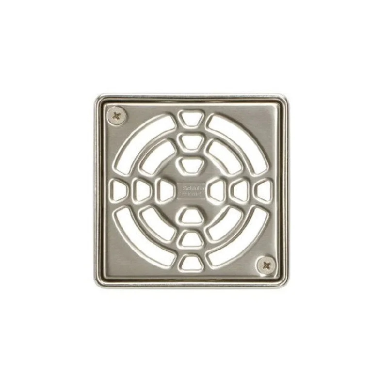 Grouped stone ring-Schluter Kerdi Drain Grate 4" Classic Square Nickel Finish