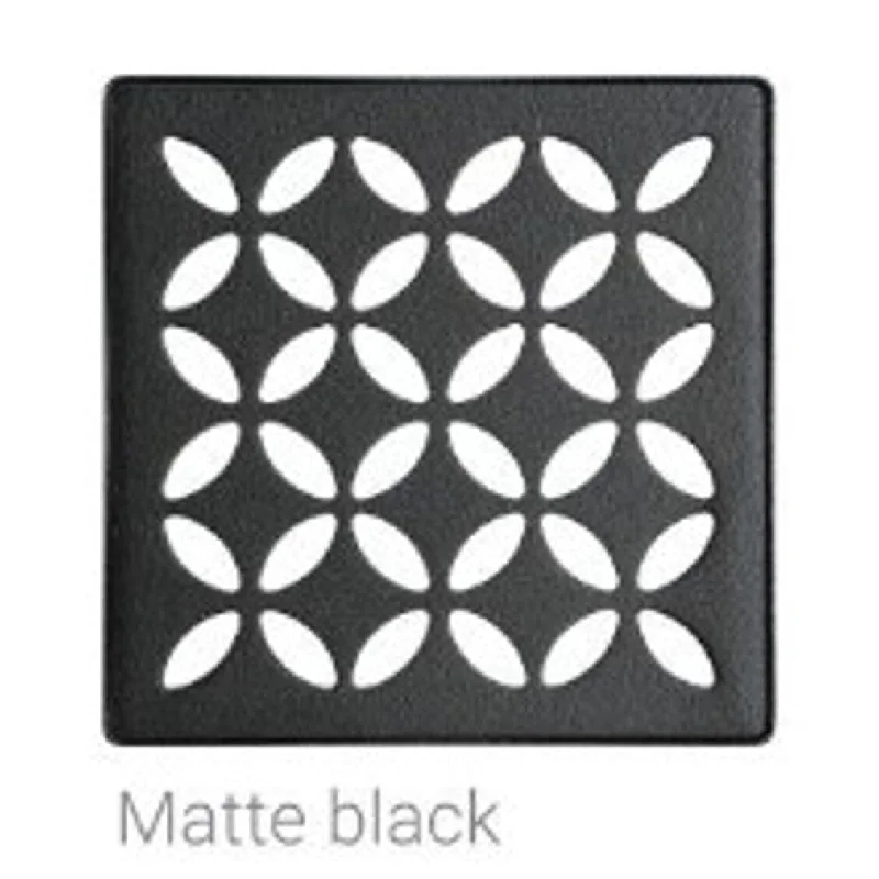 Sixteen-stone ring-Schluter Kerdi Drain Grate 4" Floral Black Matte Finish - Black Matte