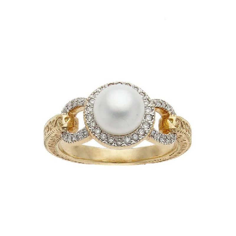 Pointed rim ring-Signature 14k Pearl Ring Size 6