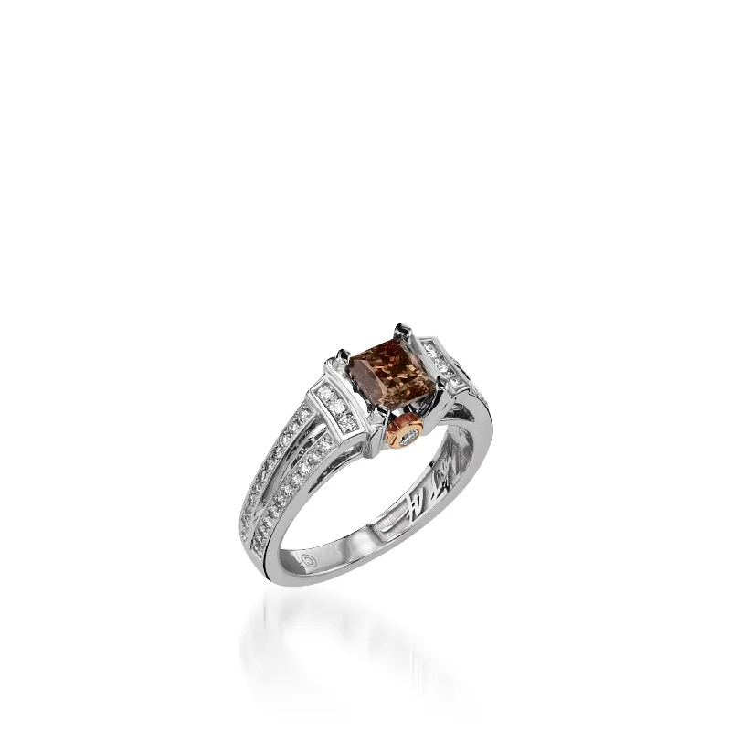 Zenith set ring-Signature Legacy 1.01 Carat Cognac Diamond Ring