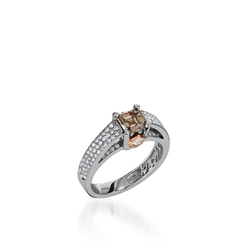 Bud halo ring-Signature Legacy 1.02 Carat Champagne Ascher Diamond Ring