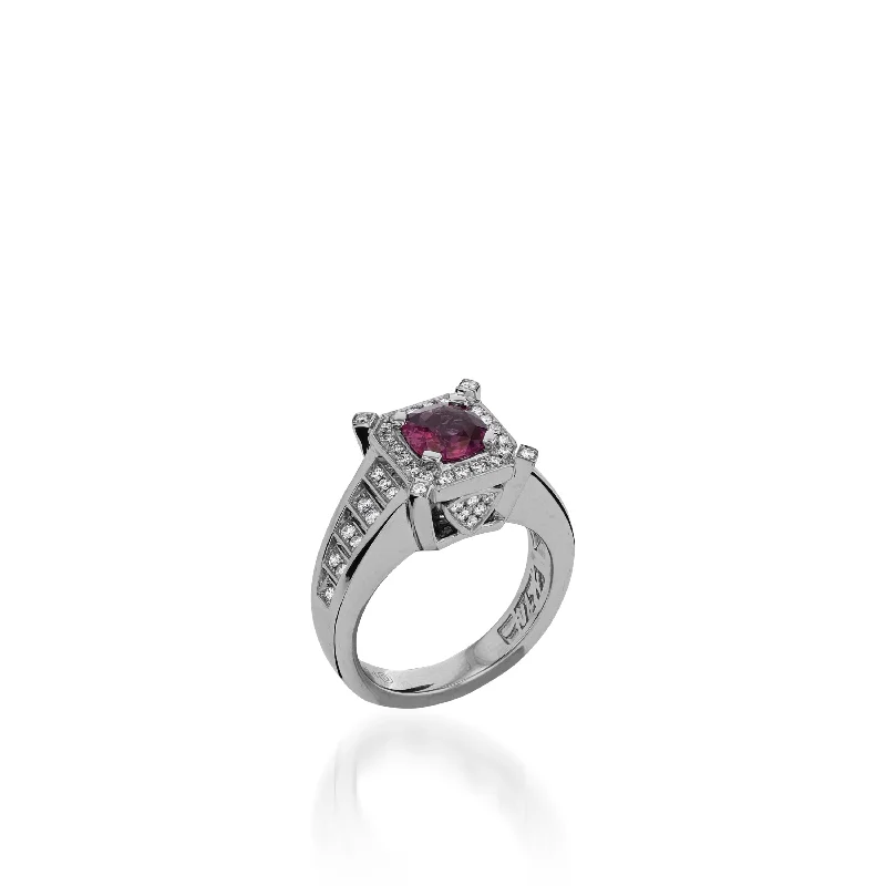 Inset groove ring-Signature Pink Sapphire Ring