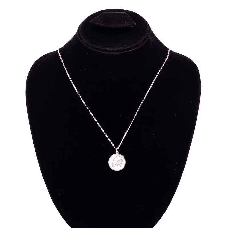 Folded rim necklace-Silver Pendent O40035