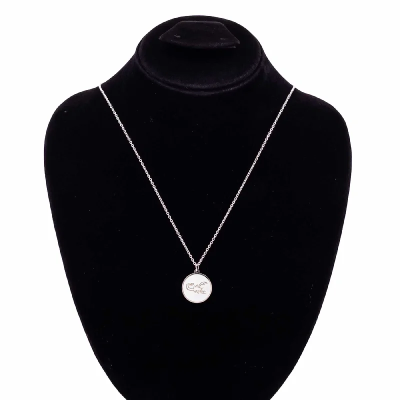 Satin finish necklace-Silver Pendent O40039