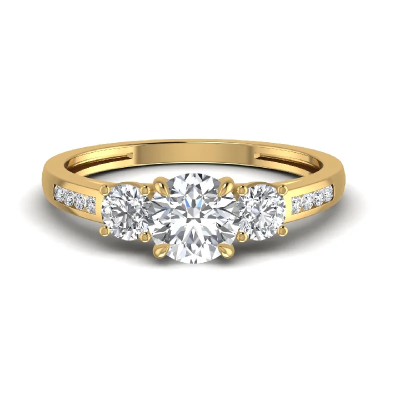 Locked band ring-Solitary 1.61CT Diamond Gold Ring