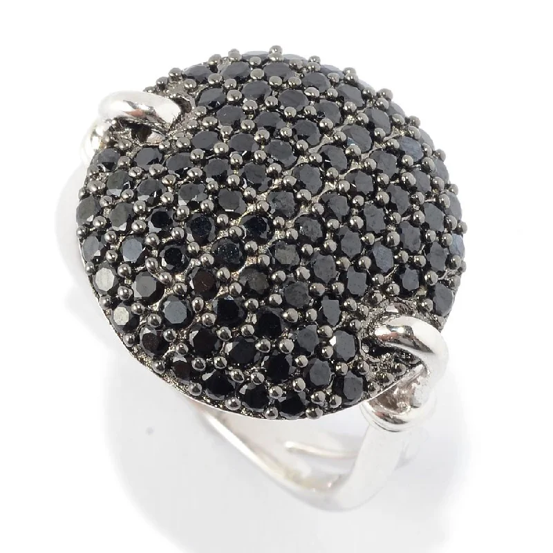 Scuffed edge ring-Sterling Silver 1.62 CTW Black Spinel Round Top Ring