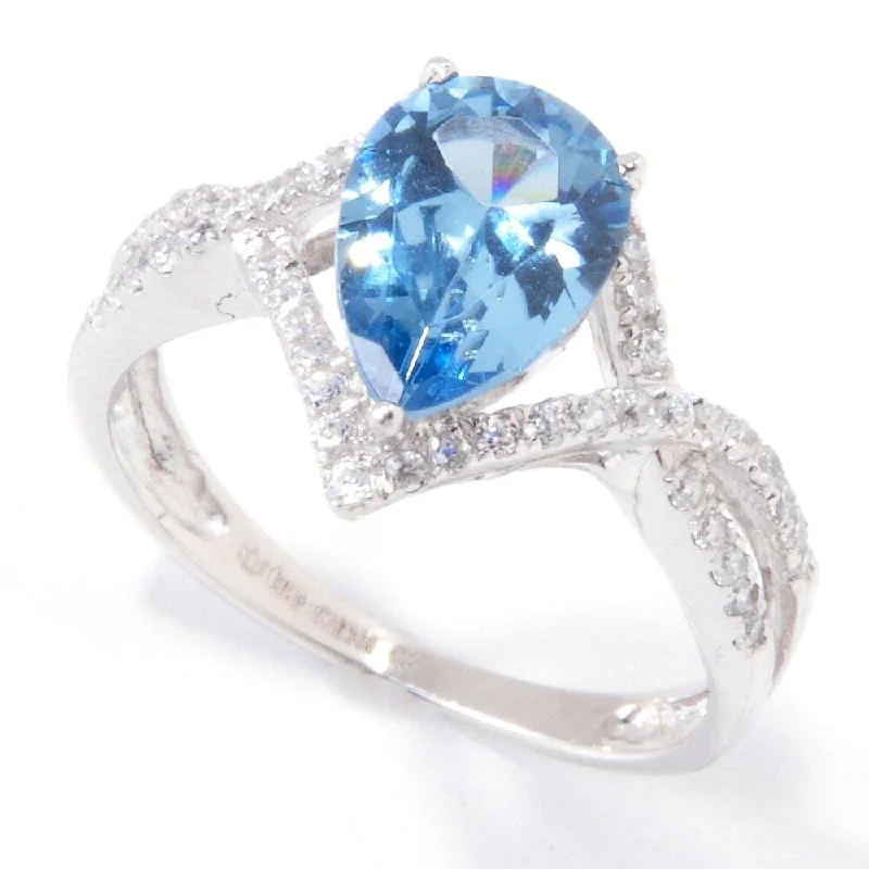 Five-knot ring-Sterling Silver 2.23ctw Blue Color CZ Solitaire w/Accent Ring