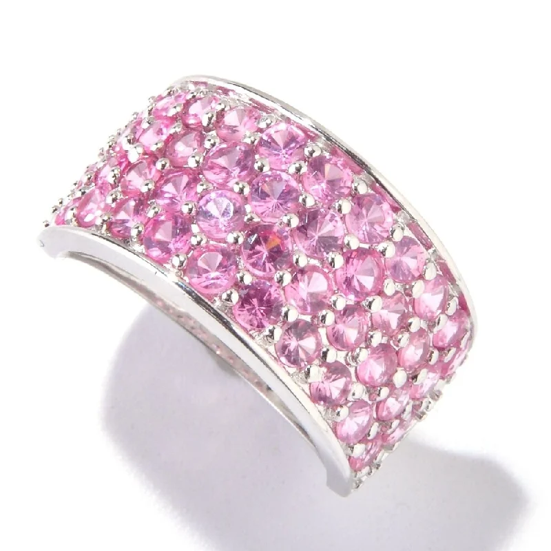 Nature print ring-Sterling Silver 2.39Ctw Pink Spinel Cluster Ring