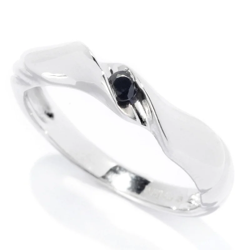 Faint dye ring-Sterling Silver 2.5Mm Round 0.07Ctw Black Spinel Stack Band Ring