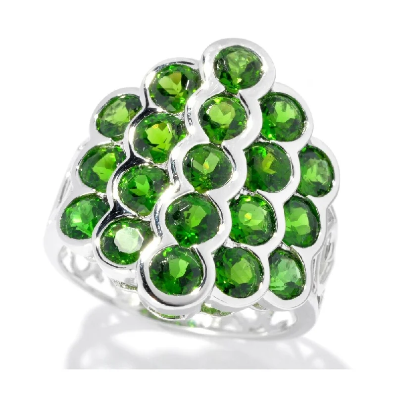 Sixteen-stone ring-Sterling Silver 3.82Ctw Chrome Diopside Cluster Ring