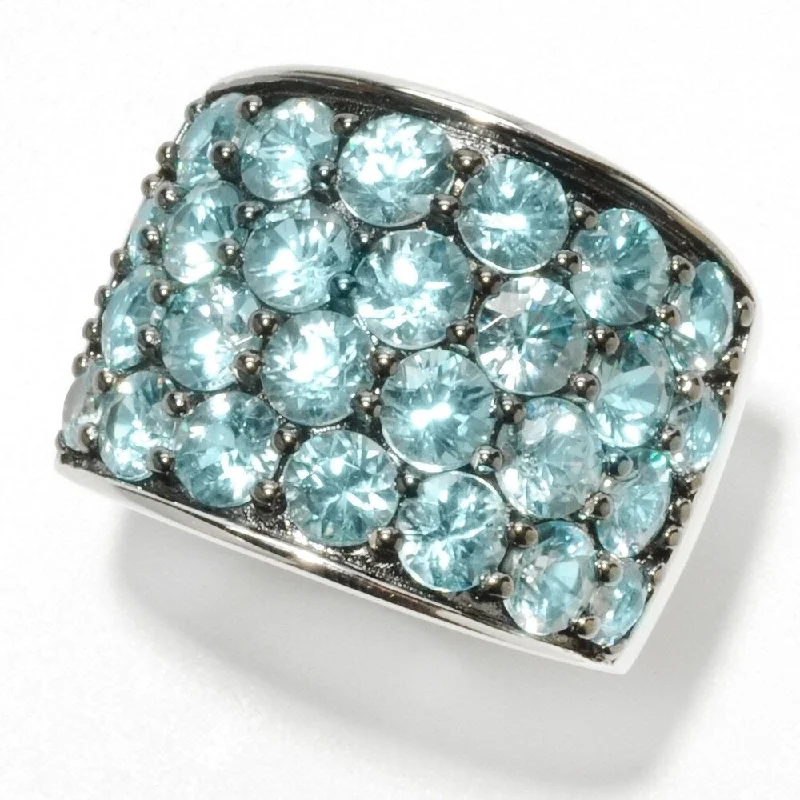 Woven cord ring-Sterling Silver 8.68ctw Blue Zircon Band Ring