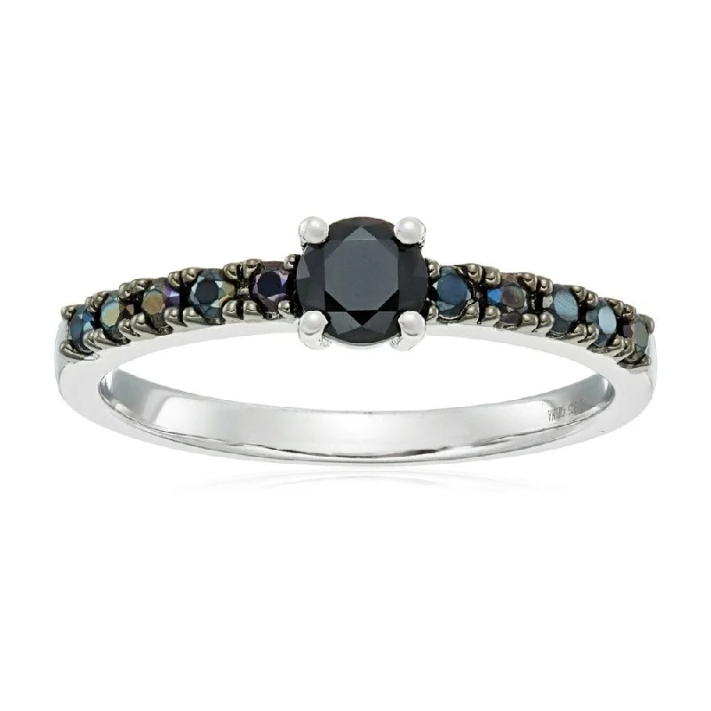 Woven cord ring-Sterling Silver Black Spinel Stackable Ring