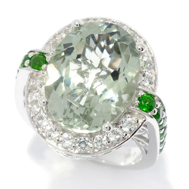 Retro mine ring-Sterling Silver Multi Prasiolite & White Topaz Ring