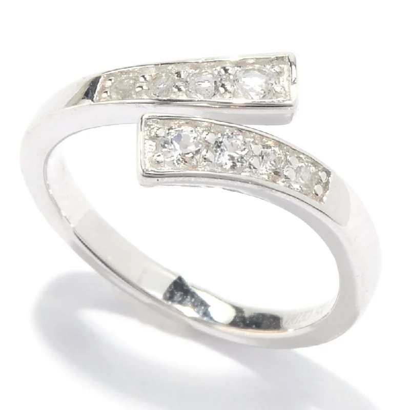 Sarmatian band ring-Sterling Silver White Topaz Open Bypass Toe Ring