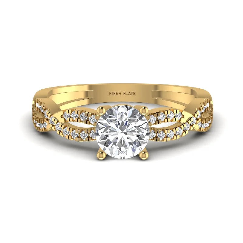 Bud halo ring-Twisted Solitaire Lab Diamond Gold Ring