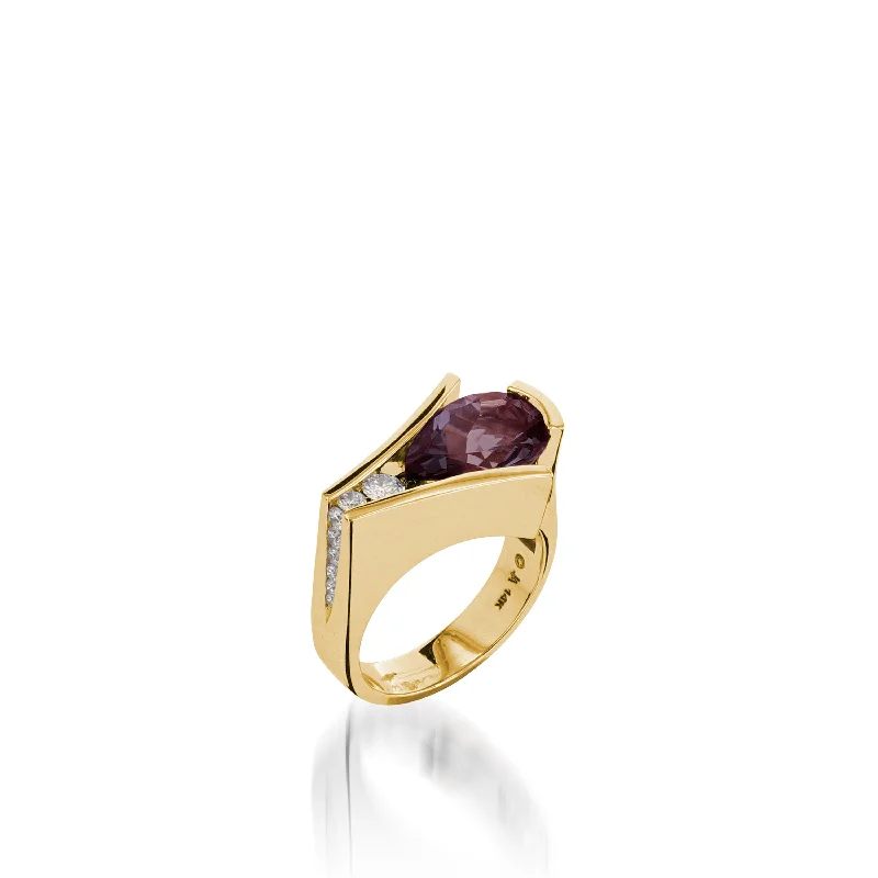 Jute cord ring-Venture Gemstone Ring with Diamonds