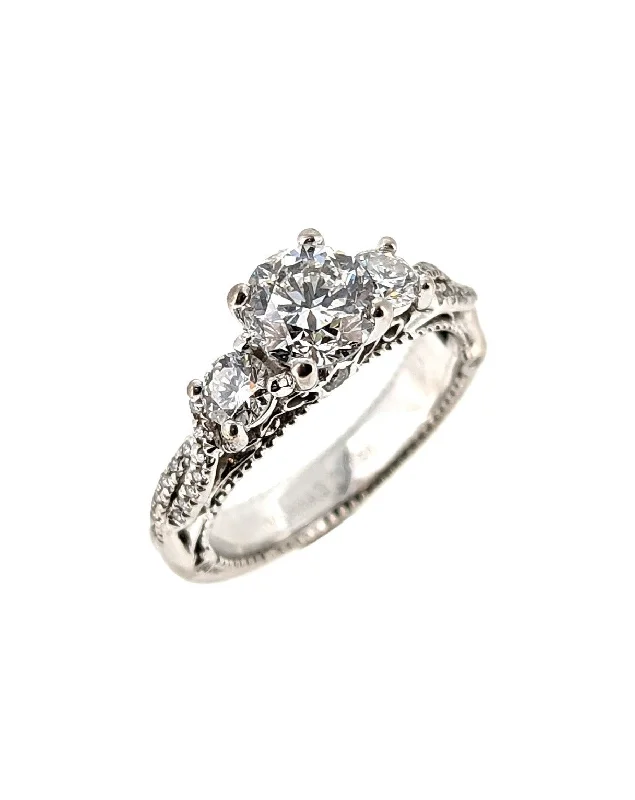 Snap hinge ring-Verragio 18K White Gold 1 Carat Diamond Engagement Ring