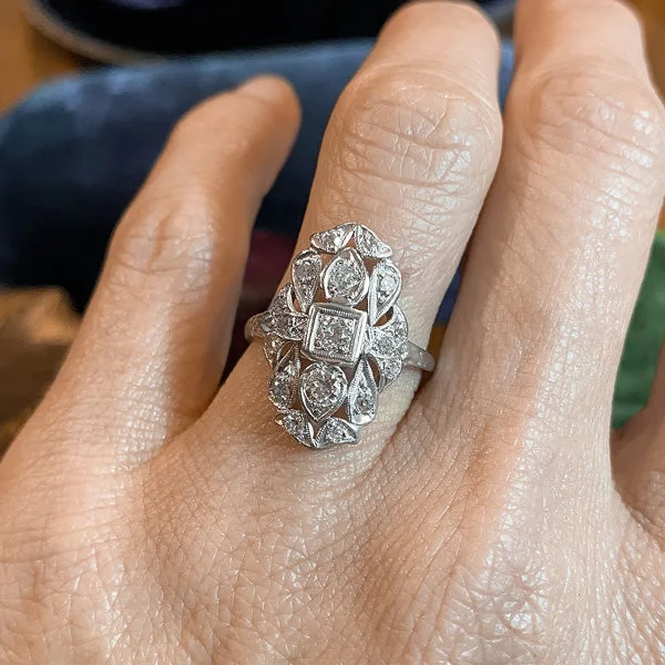 Wool wrap ring-Vintage Diamond Dinner Ring