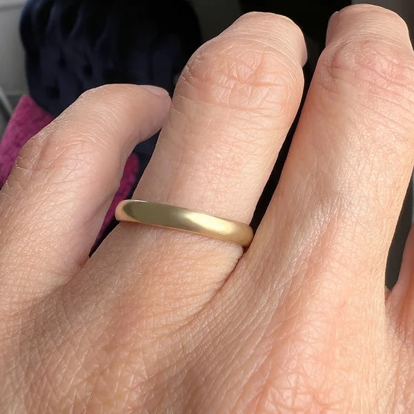 Satin finish ring-Vintage Half Round Wedding Band, 1990, Size 5 3/4