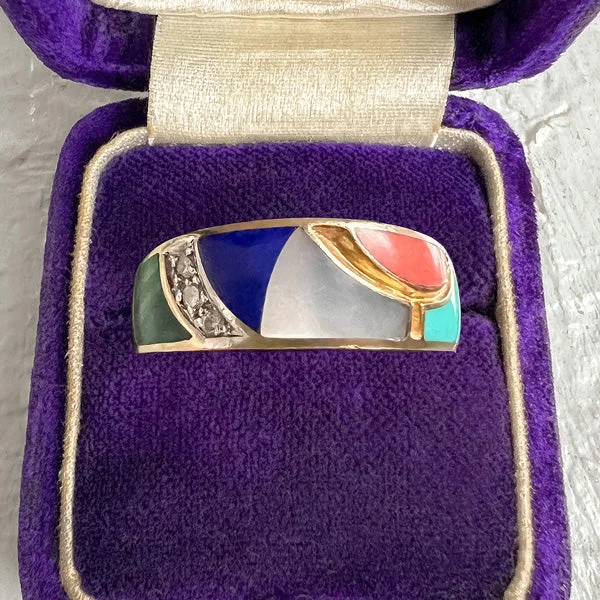 Multi-metal ring-Vintage Multi Stone Inlay Ring