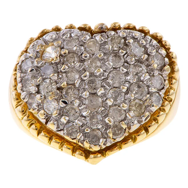 Sarmatian band ring-Vintage Pave Heart Ring