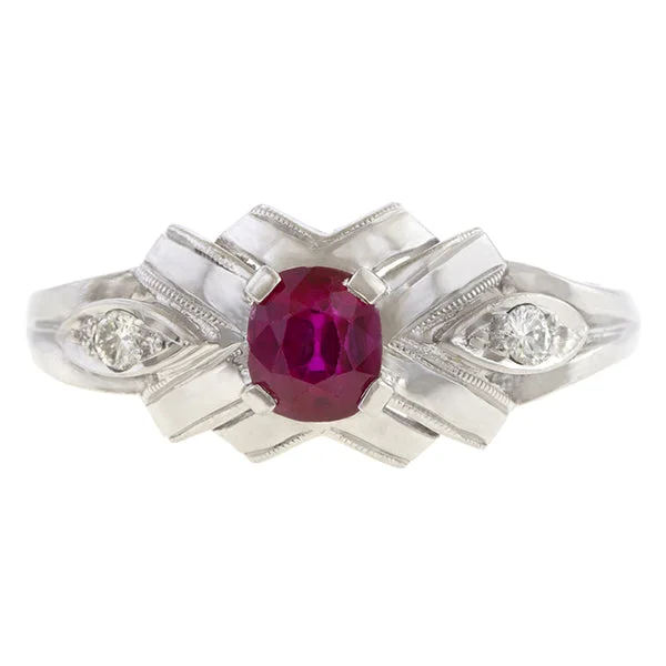 Norse weave ring-Vintage Ruby & Diamond Ring