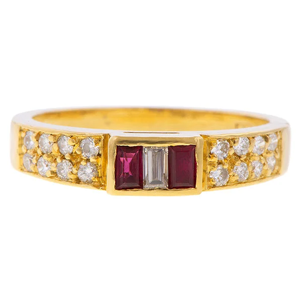 Bud halo ring-Vintage Ruby & Diamond Ring