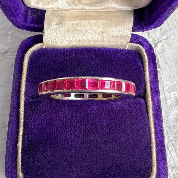 Chiseled cut ring-Vintage Ruby Eternity Band Ring