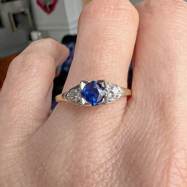 Fluke ridge ring-Vintage Sapphire & Diamond Ring