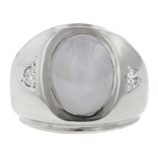 Patch stripe ring-Vintage Star Sapphire & Diamond Ring