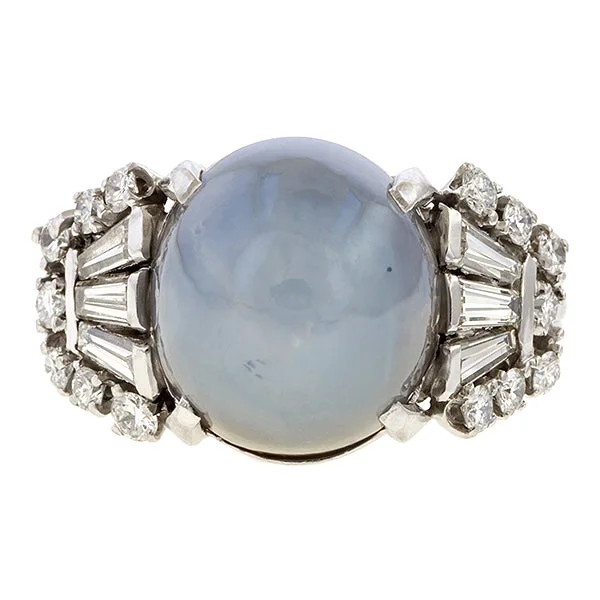 Pierced vent ring-Vintage Star Sapphire & Diamond Ring