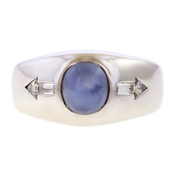 Jade vein ring-Vintage Star Sapphire & Diamond Ring