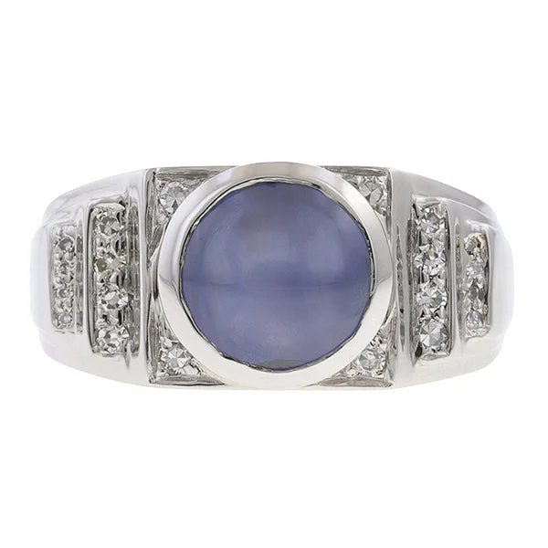 Dew bead ring-Vintage Star Sapphire & Diamond Ring