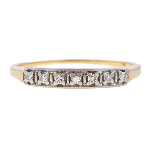 Edwardian flair ring-Vintage Two Toned Diamond Band Ring