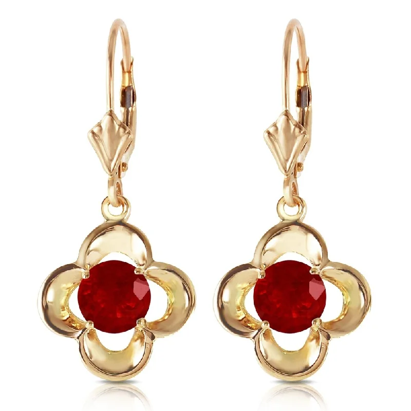 Tribal mark earrings-1.1 CTW 14K Solid Gold Exotic Flower Ruby Earrings