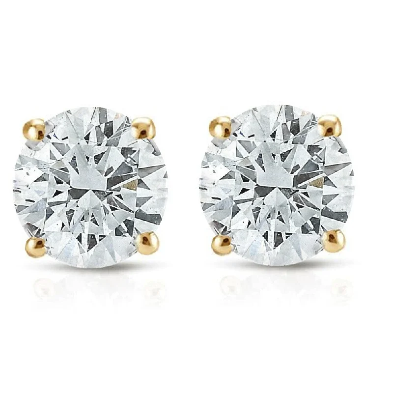 Snap hinge earrings-1/2ct Diamond Studs Yellow Gold