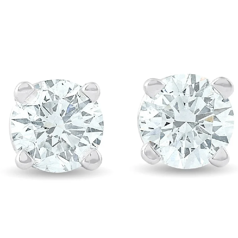 Linked stone earrings-1/3 Ct Screw Back Diamond Studs 14k White Gold Lab Grown Eco Friendly