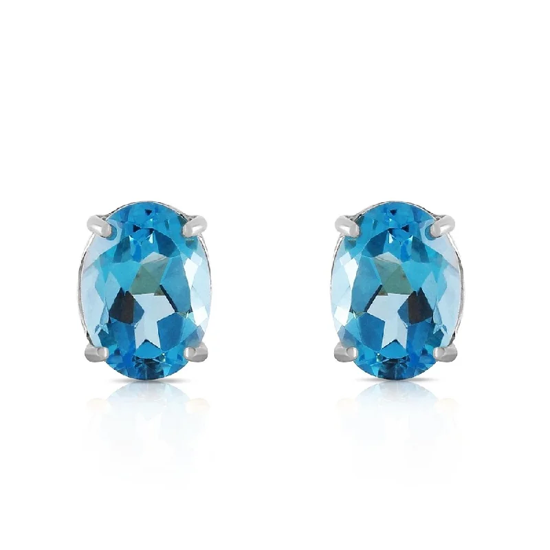 Micro gem earrings-1.8 Carat 14K Solid White Gold Once Again Blue Topaz Earrings