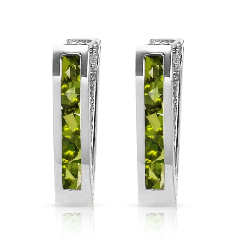 Brass cast earrings-1 Carat 14K Solid White Gold Oval Huggie Earrings Peridot